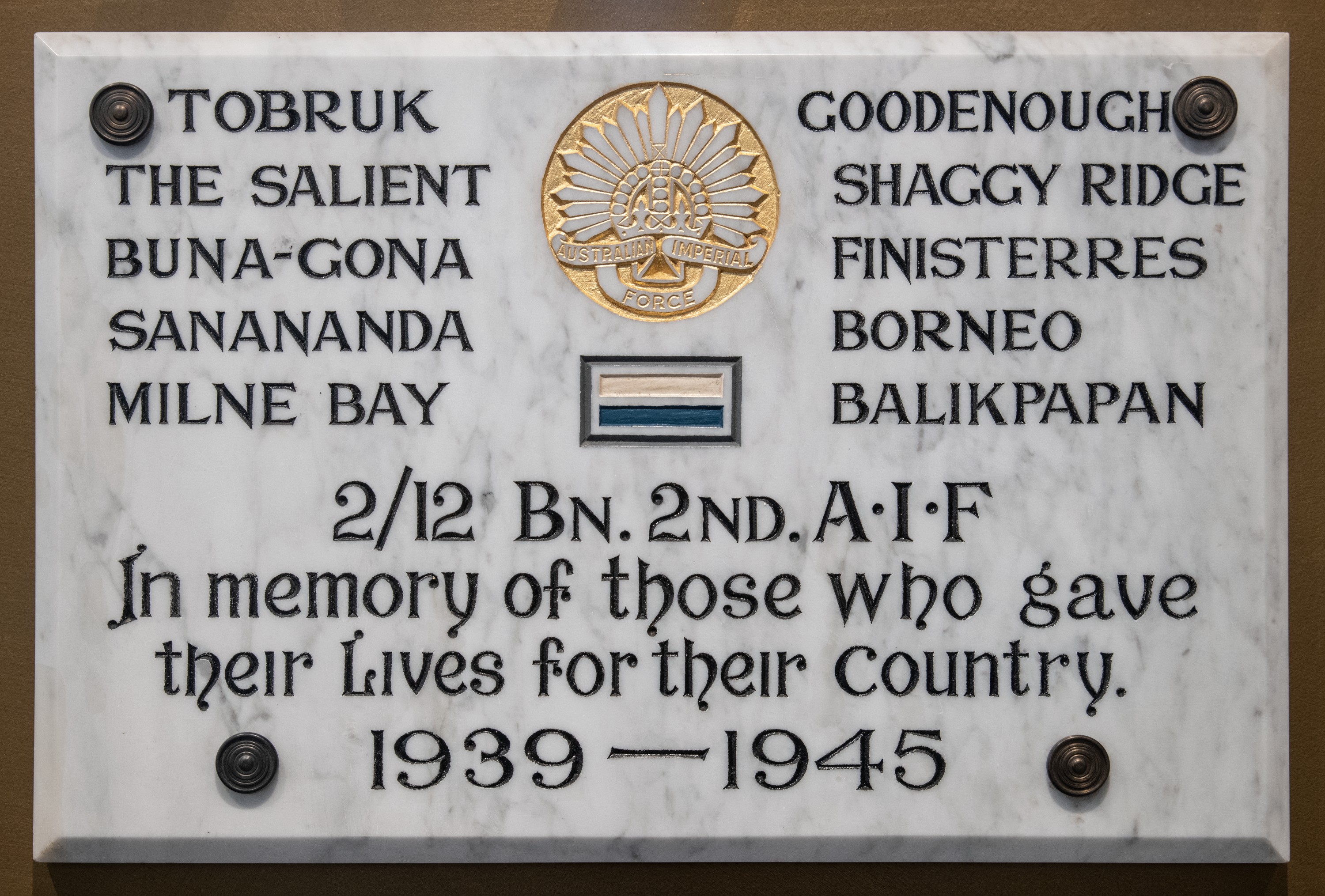 2_12th Australian Infantry Battalion Plaque