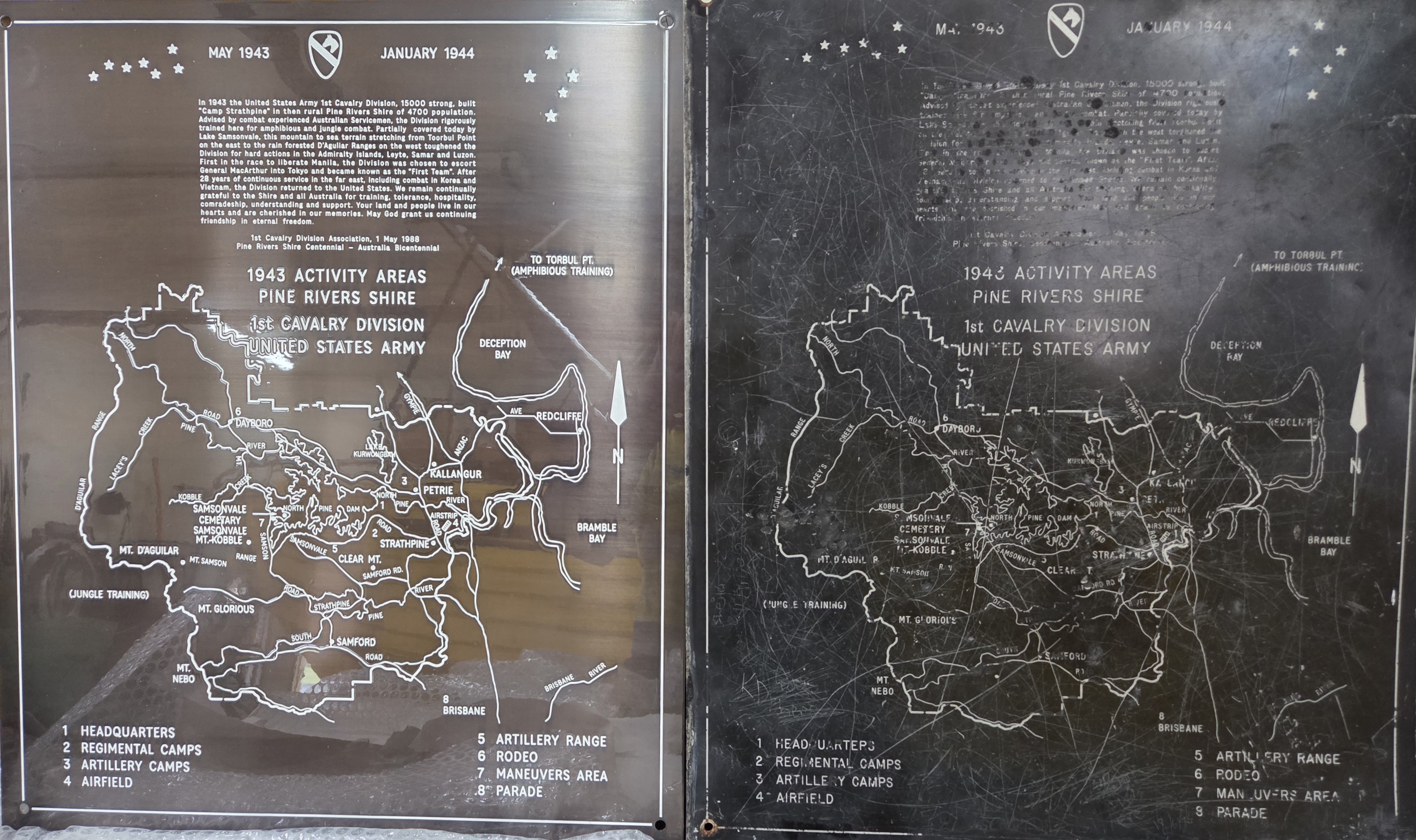 A comparison between the new plaque and damaged original