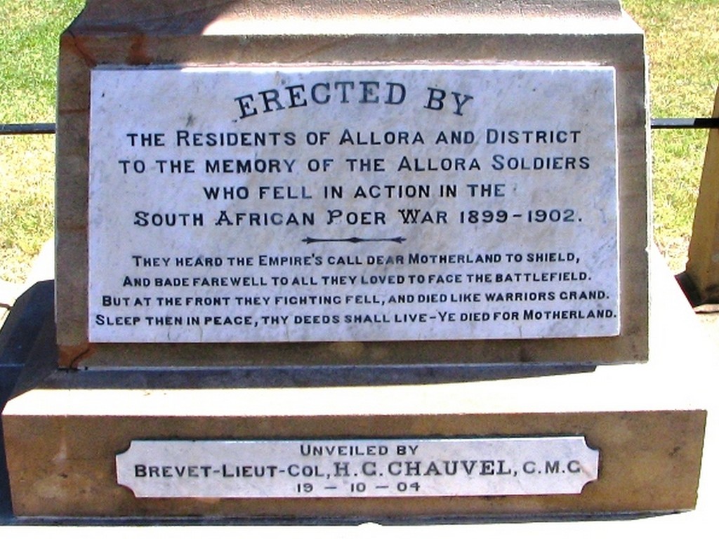 Allora Boer War Memorial (Digger) - Panel detail