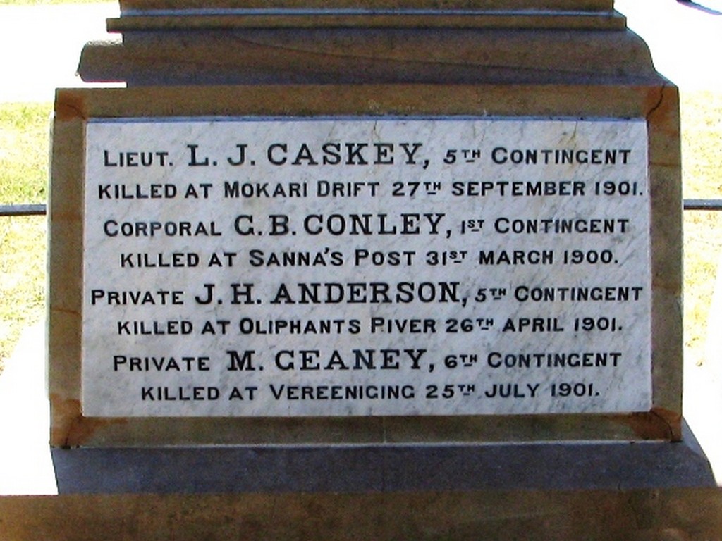Allora Boer War Memorial (Digger) - Panel detail