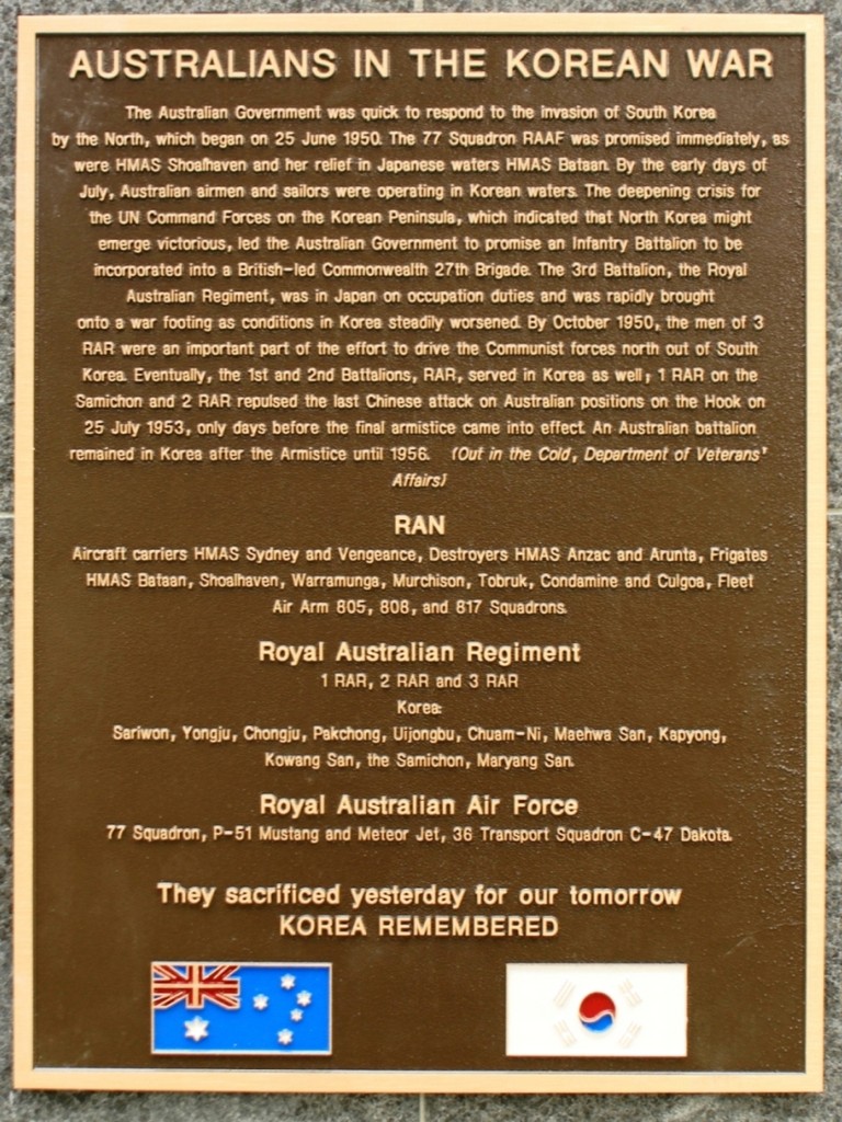 The Queensland Korean War Memorial - Left informative panel