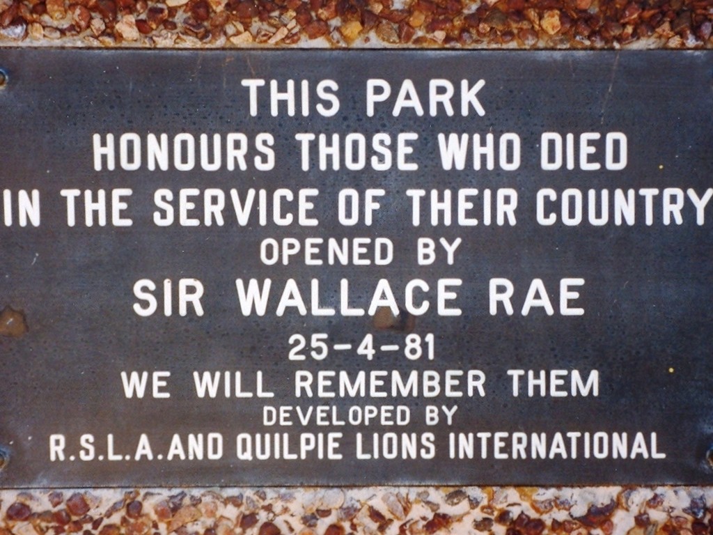 Quilpie Memorial Park Gates - Plaque
