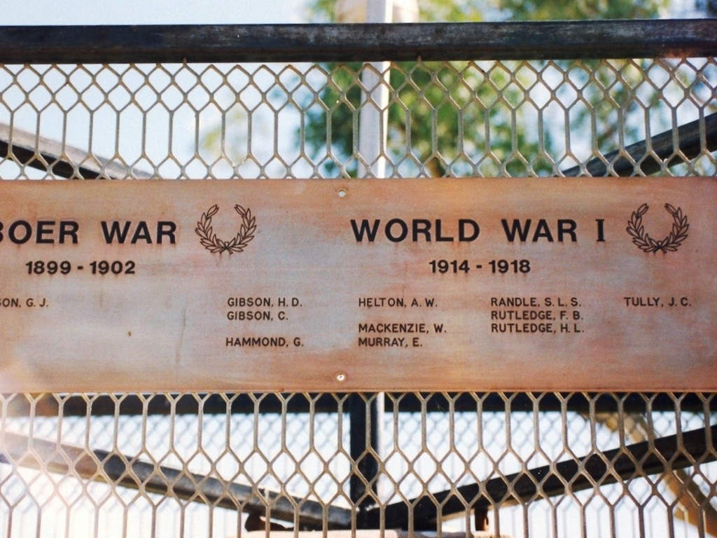 Quilpie War Memorial - Boer War and WWI plaque