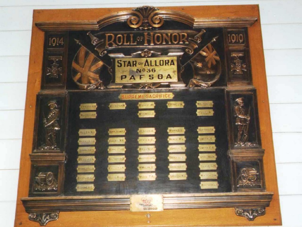 Photo of Allora St Andrews PAFSOA Roll of Honour
