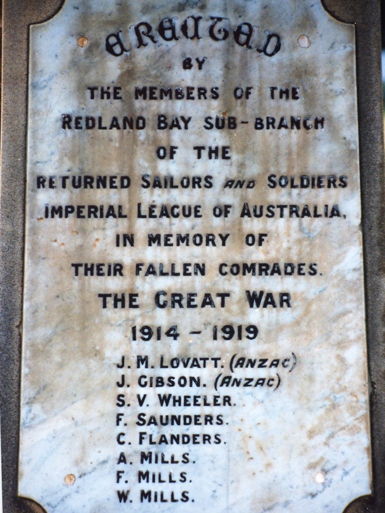 Redland Bay War Memorial - Panel