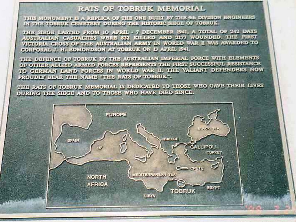 Rockhampton Rats of Tobruk Memorial - Map