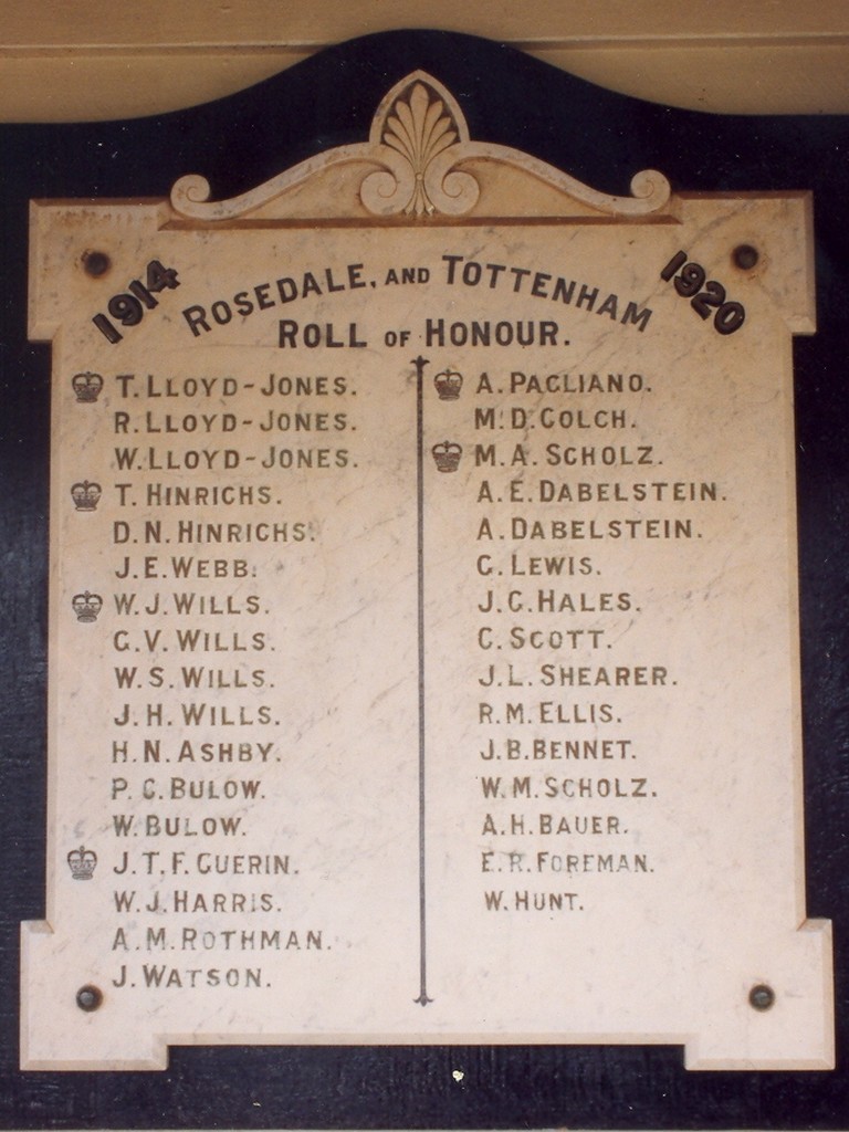 Photo of Rosedale and Tottenham Honour Board
