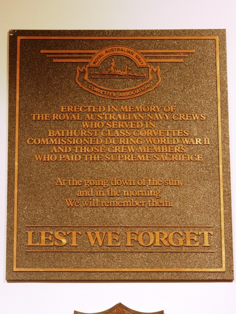 Royal Australian Navy Corvettes Association Plaque