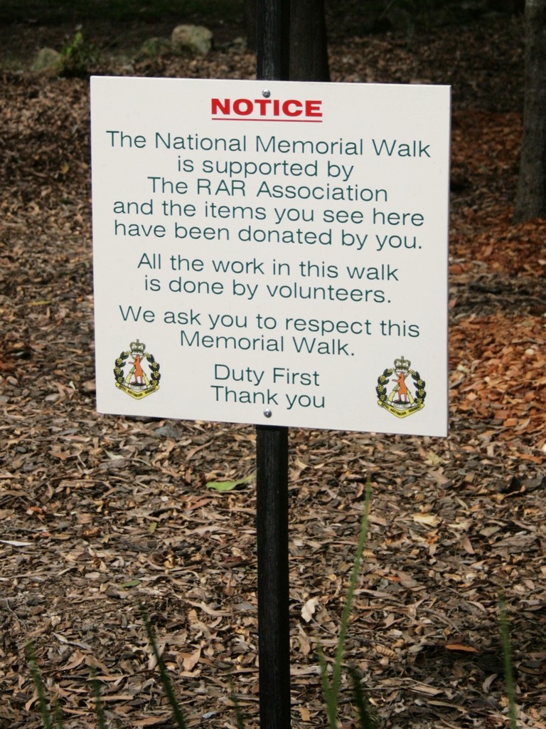 RAR Memorial Walkway - Notice