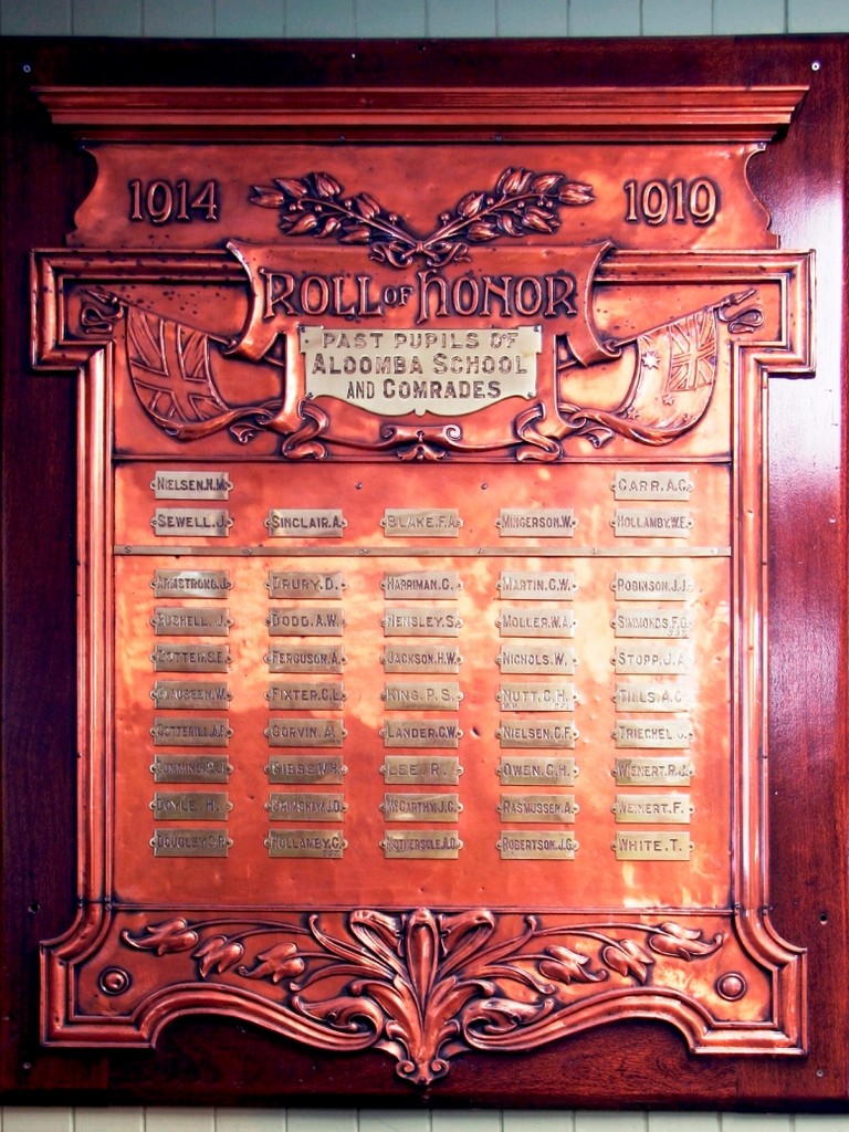 Aloomba School 1914-1919 Honour Board