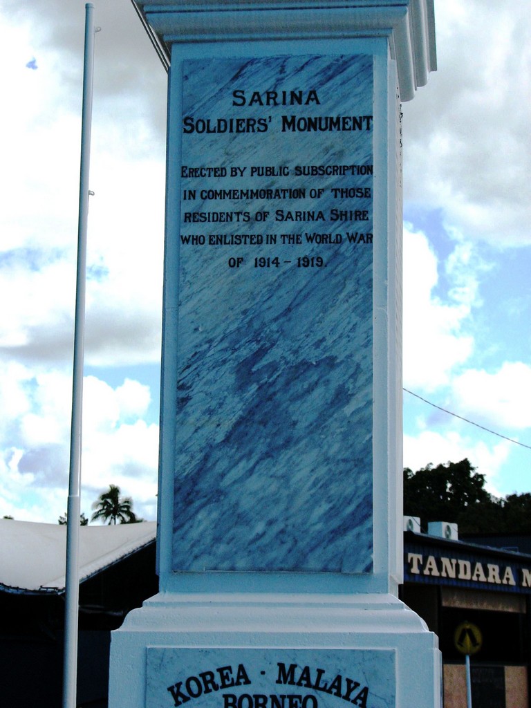 Sarina War Memorial - dedication panel