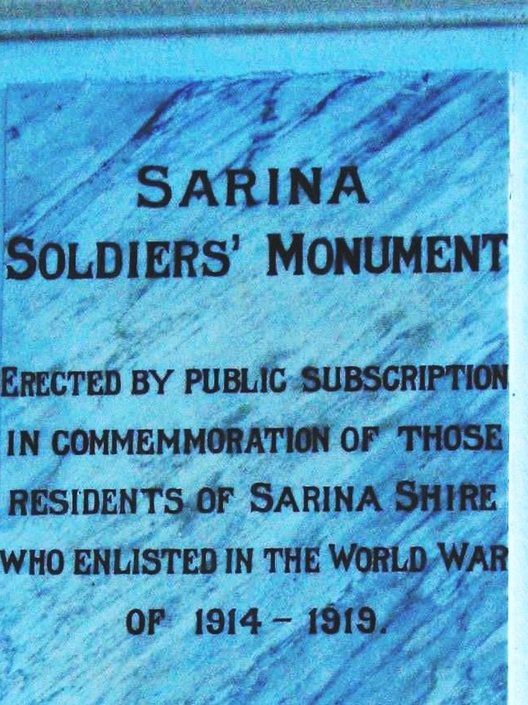 Sarina War Memorial - dedication panel detail