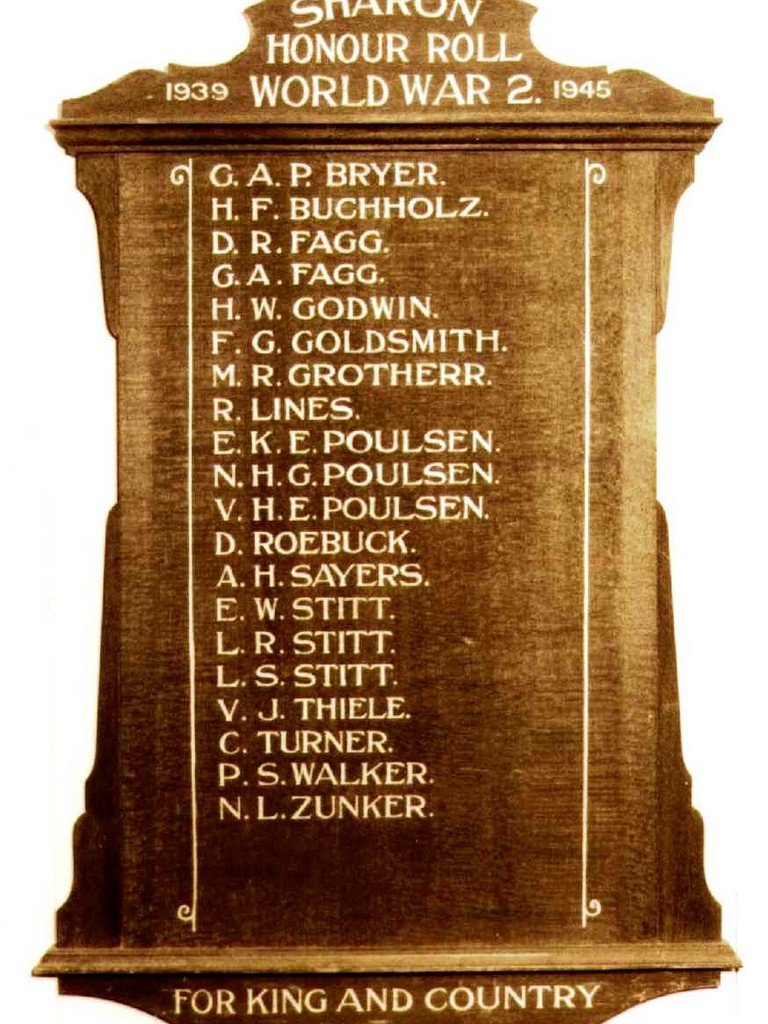 Sharon Honour Board 1939–1945
