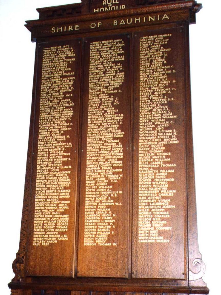 Shire of Bauhinia Roll of Honour