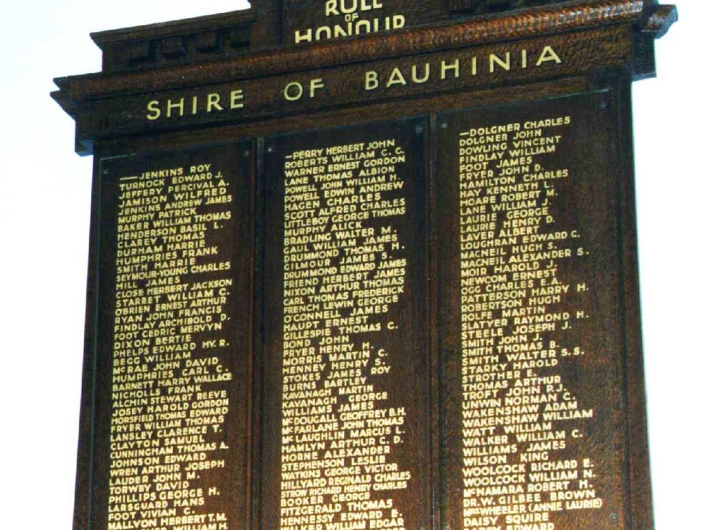 Shire of Bauhinia Roll of Honour