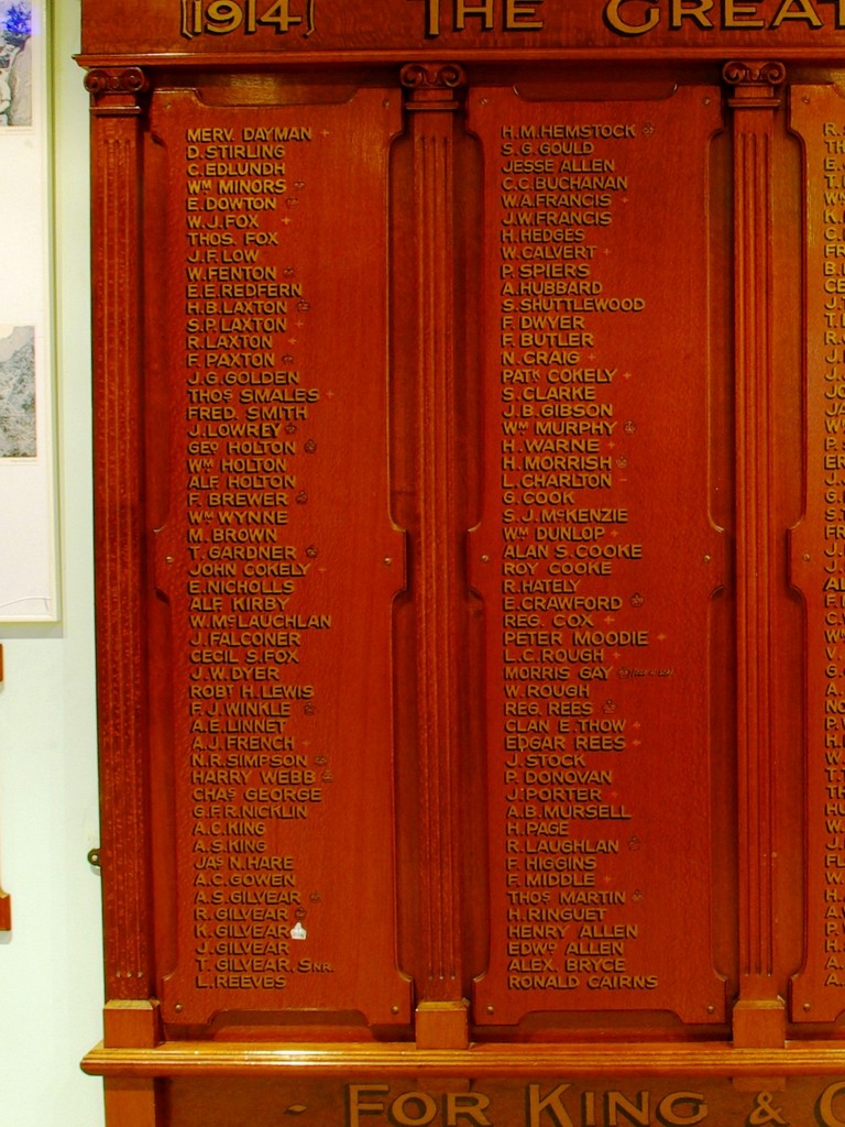 Shire of Landsborough Roll of Honour The Great War 1914 - 1919 - Left panel