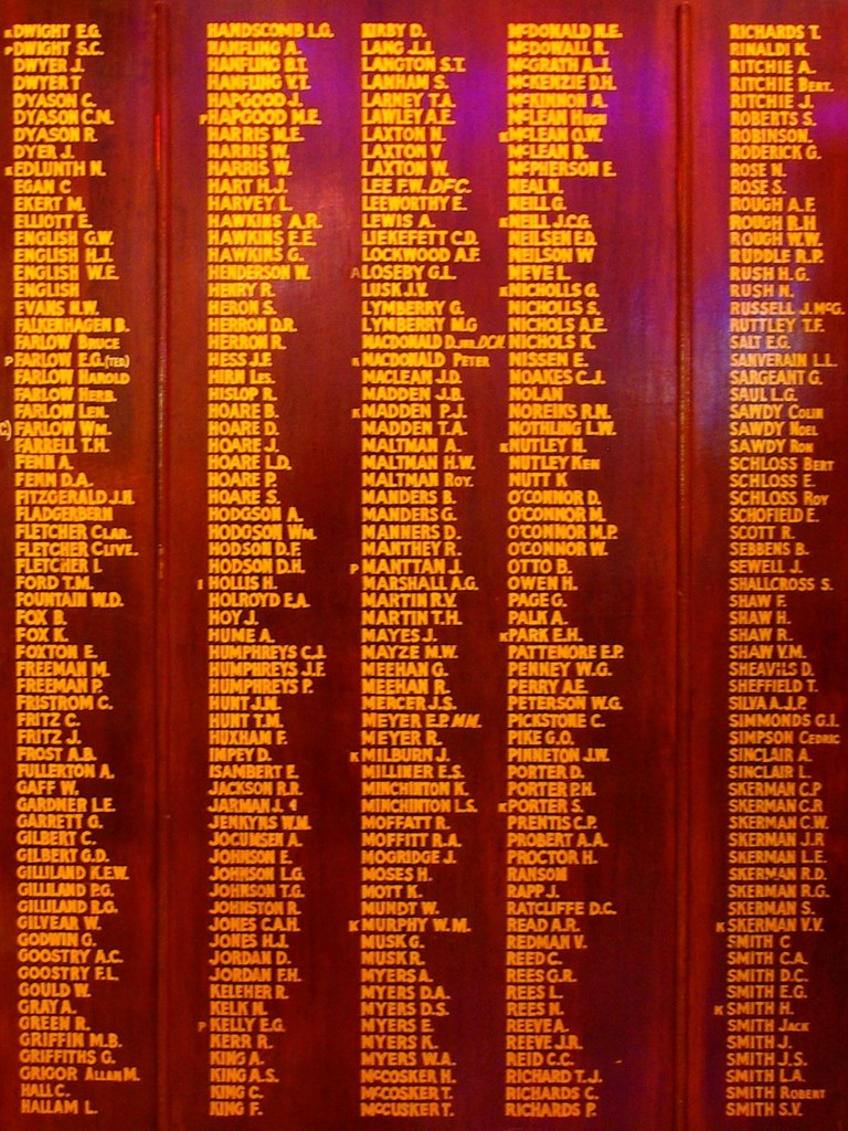 Shire of Landsborough WWII Roll of Honour - middle panel