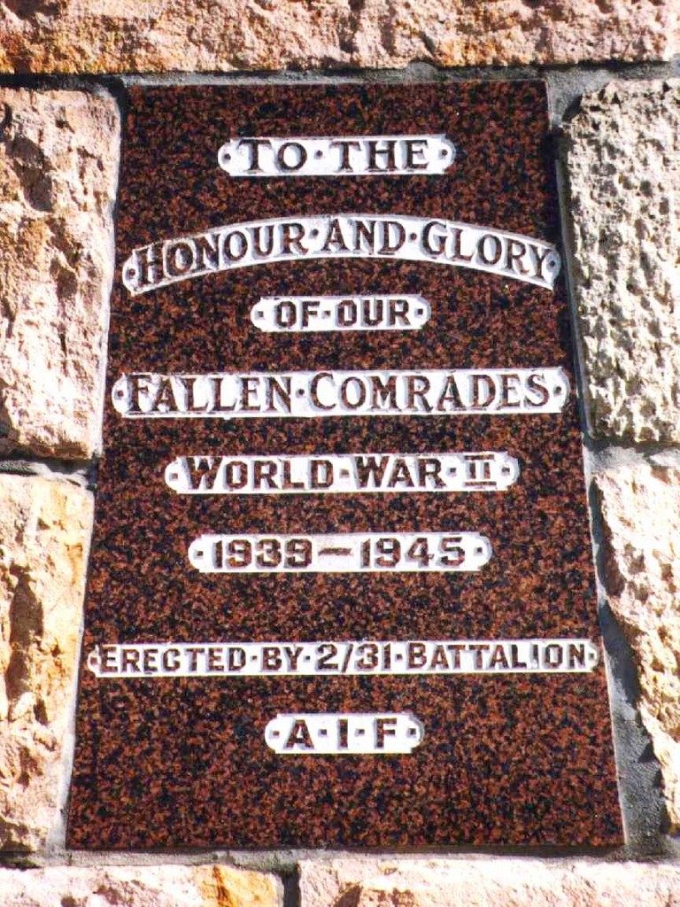 South Brisbane 2/31st Battalion War Memorial - Plaque