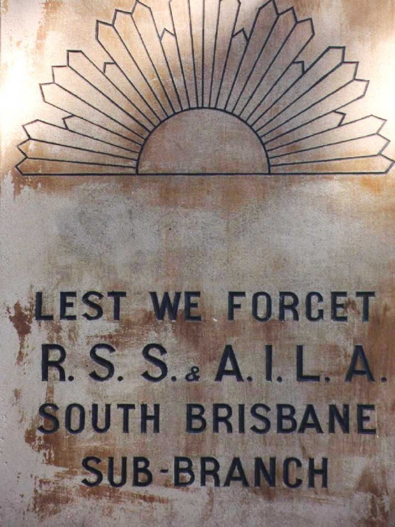 South Brisbane RSl Memorial - Plaque