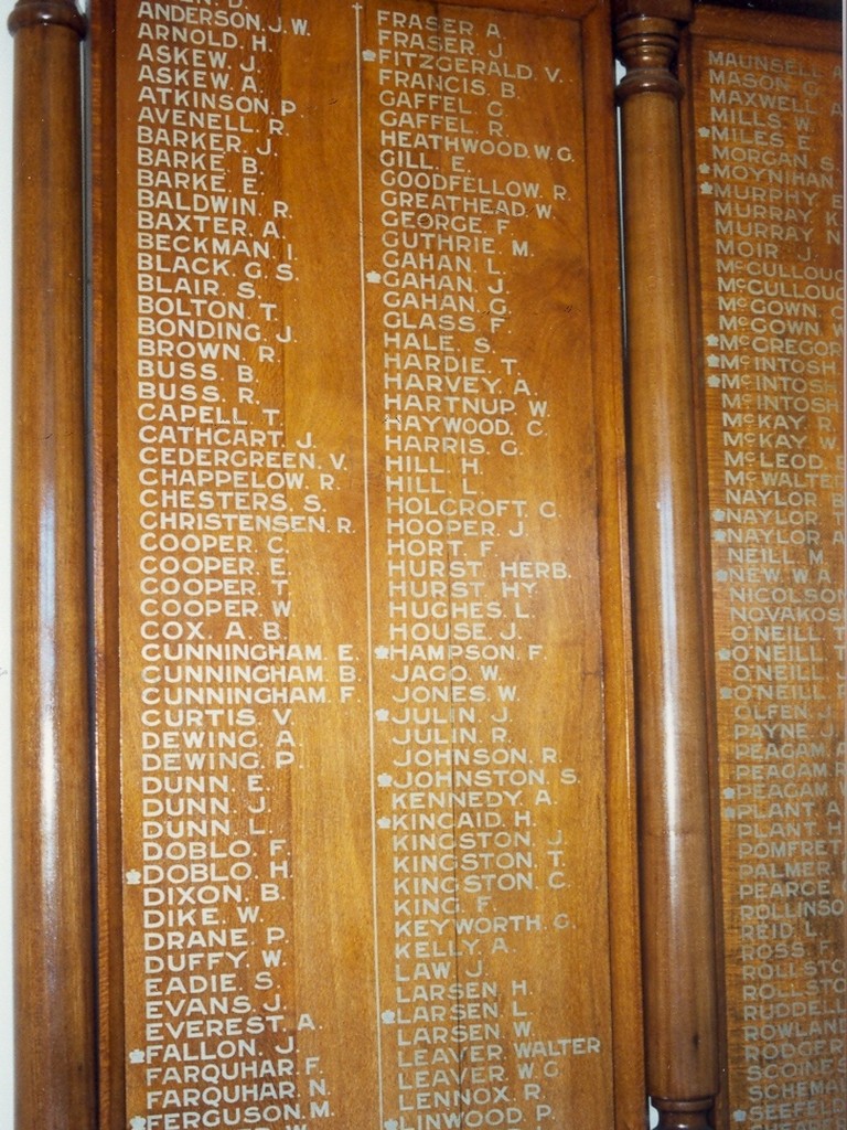 South Bundaberg School WWI Honour Board