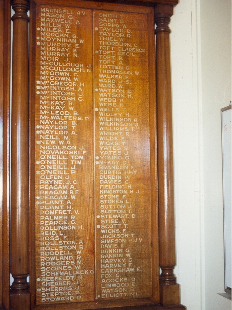 South Bundaberg School WWI Honour Board