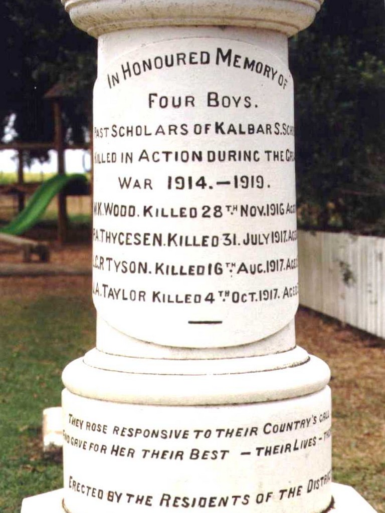 South Kolan State School War Memorial - Roll of Honour