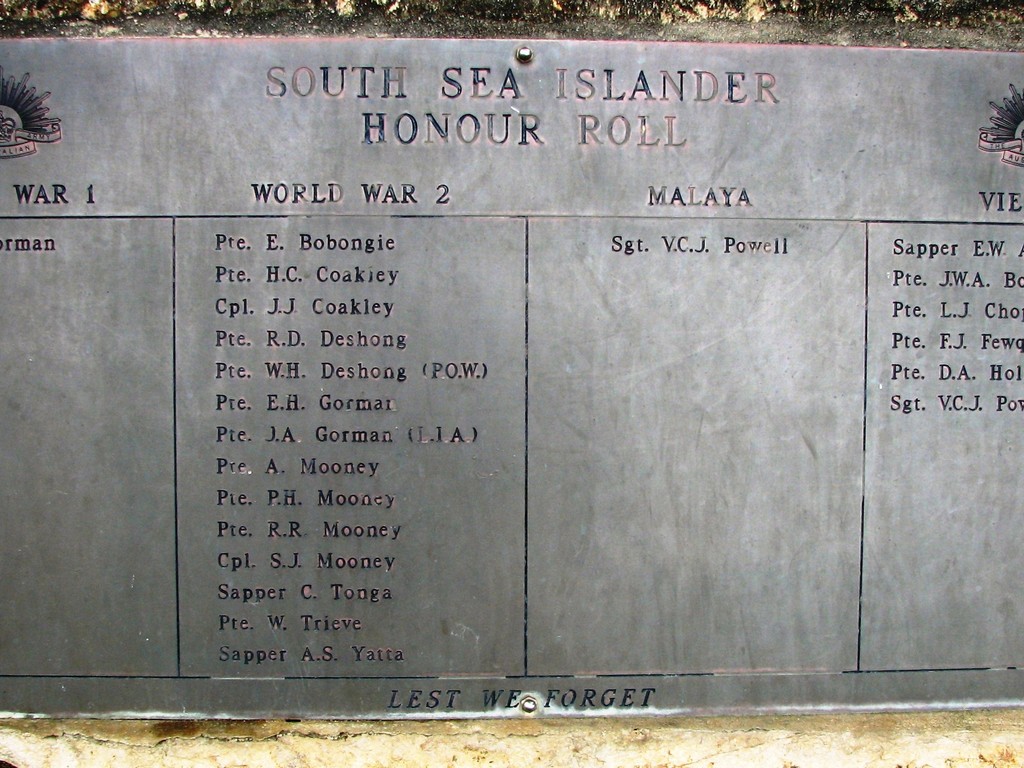 South Sea Islander Memorial - plaque
