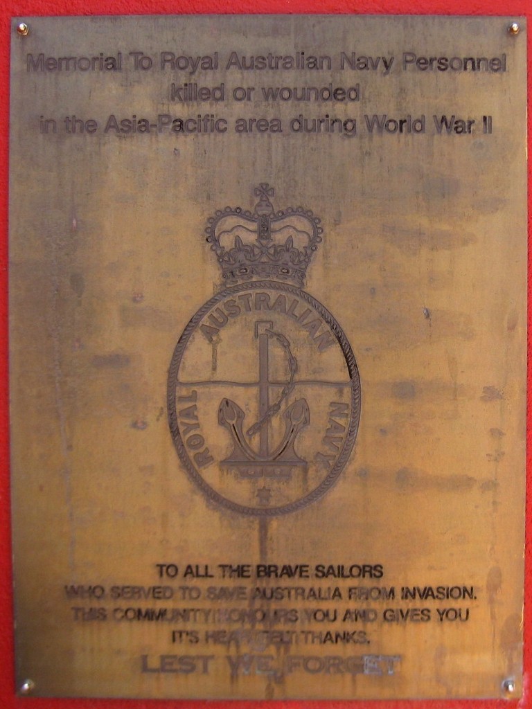 South Townsville Royal Australian Navy WWII Memorial - right plaque