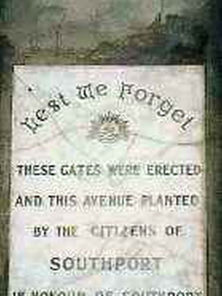 Southport War Memorial Gates Plaque