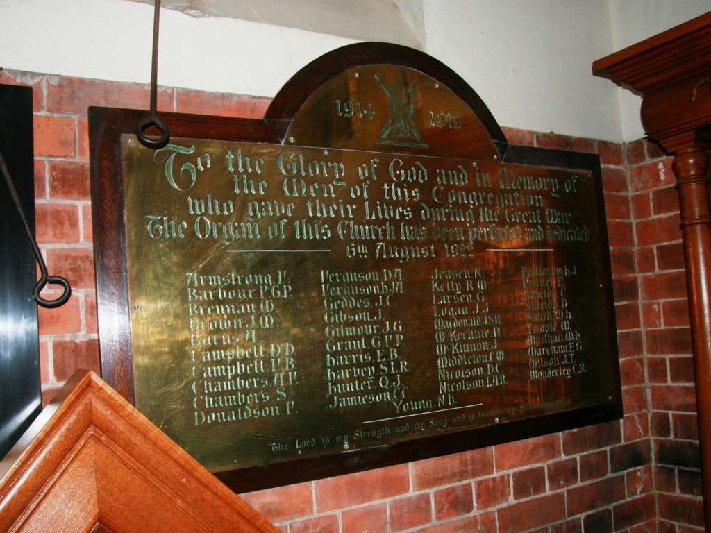 Saint Andrews Presbyterian Church 1914-19 Brass Roll of Honour