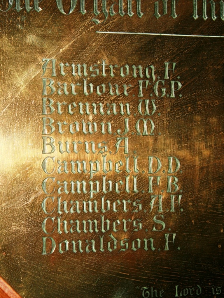 Saint Andrews 1914-19 Brass Roll of Honour - Names