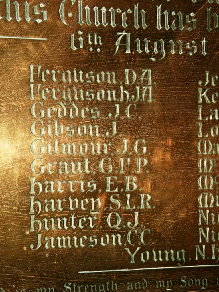 Saint Andrews 1914-19 Brass Roll of Honour - Names