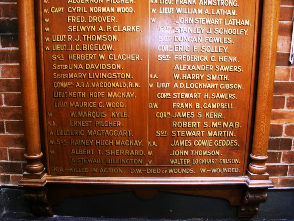 St Andrews Presbyterian Church 1914-19 Honour Roll 1