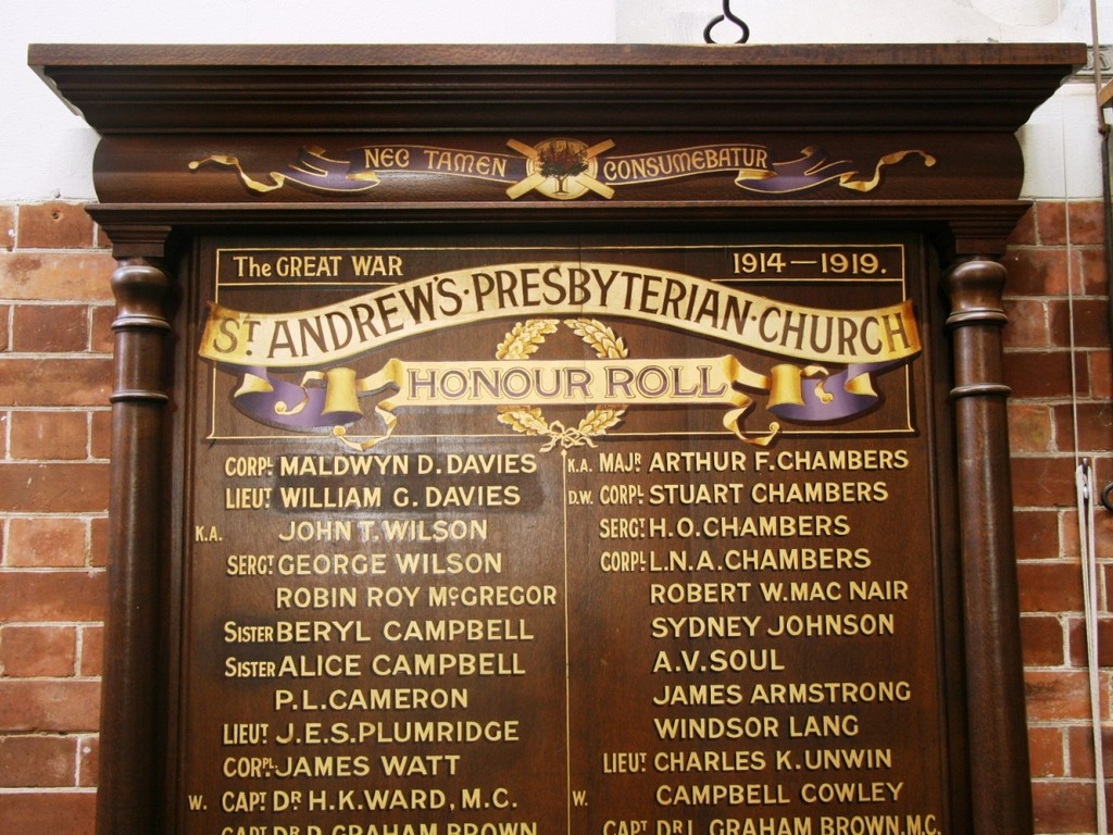 St Andrews Presbyterian Church 1914-19 Honour Roll 3