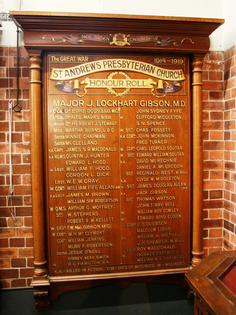 St Andrews Presbyterian Church 1914-19 Honour Roll 4
