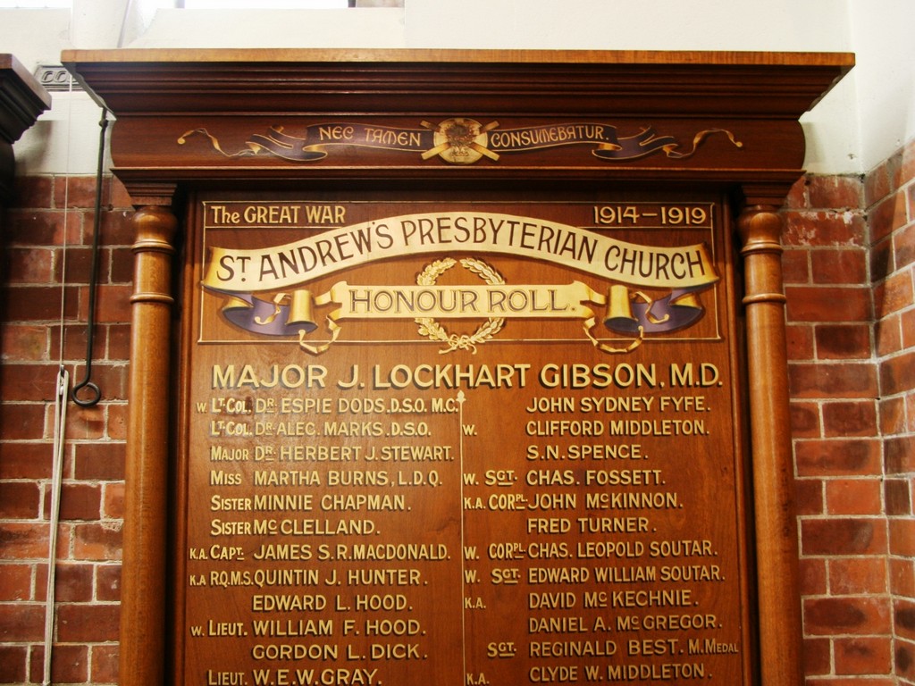 St Andrews Presbyterian Church 1914-19 Honour Roll 4