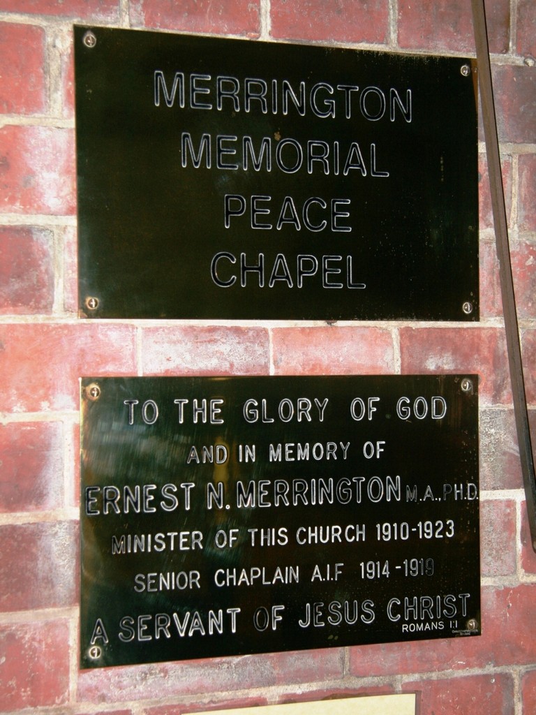 Merrington Memorial Peace Chapel - engraved plaues