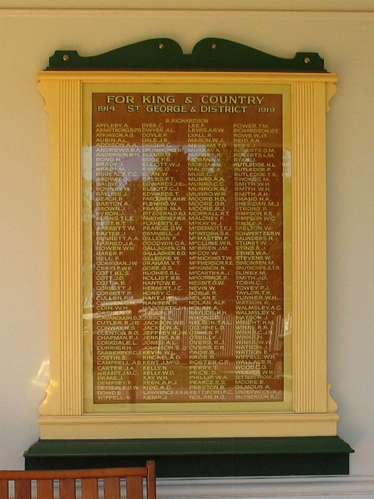 St George Hospital Pavillion Honour Board