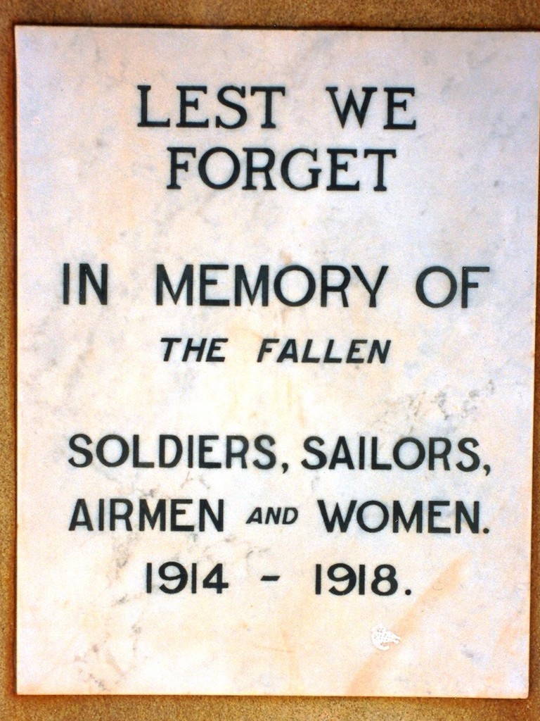 St George War Memorial Plaque