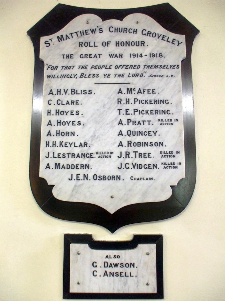 St Matthew's Anglican Church, Mitchelton - Roll of Honour 2009