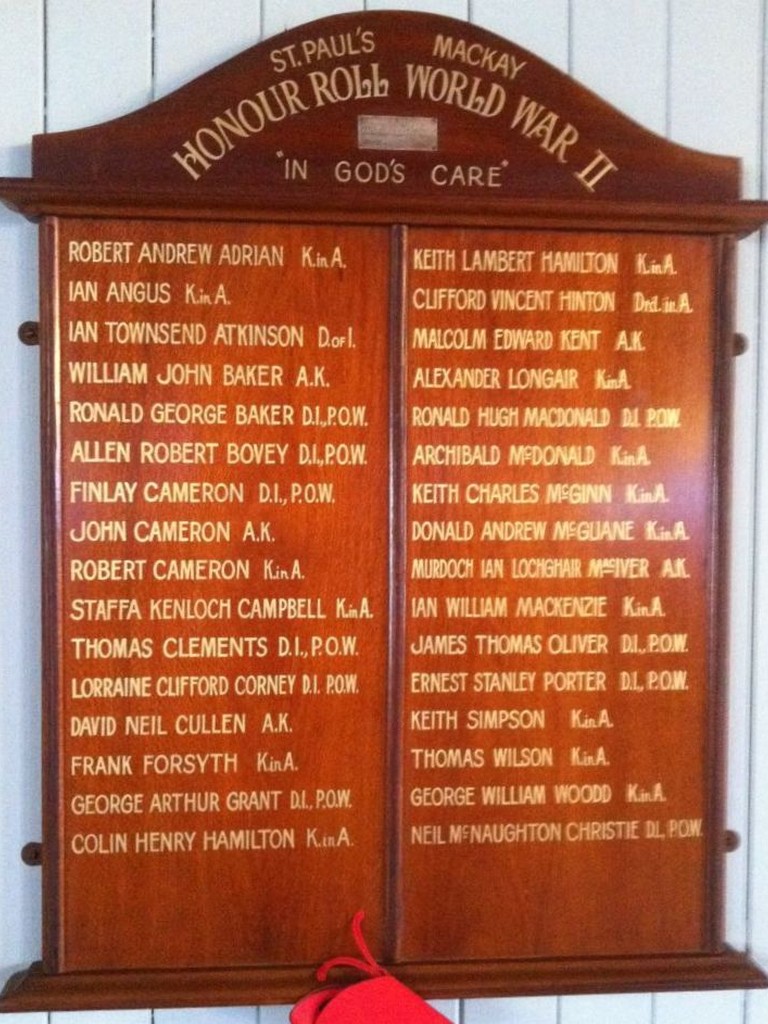 St Paul's Uniting Church WWII Honour Board 1939–1945
