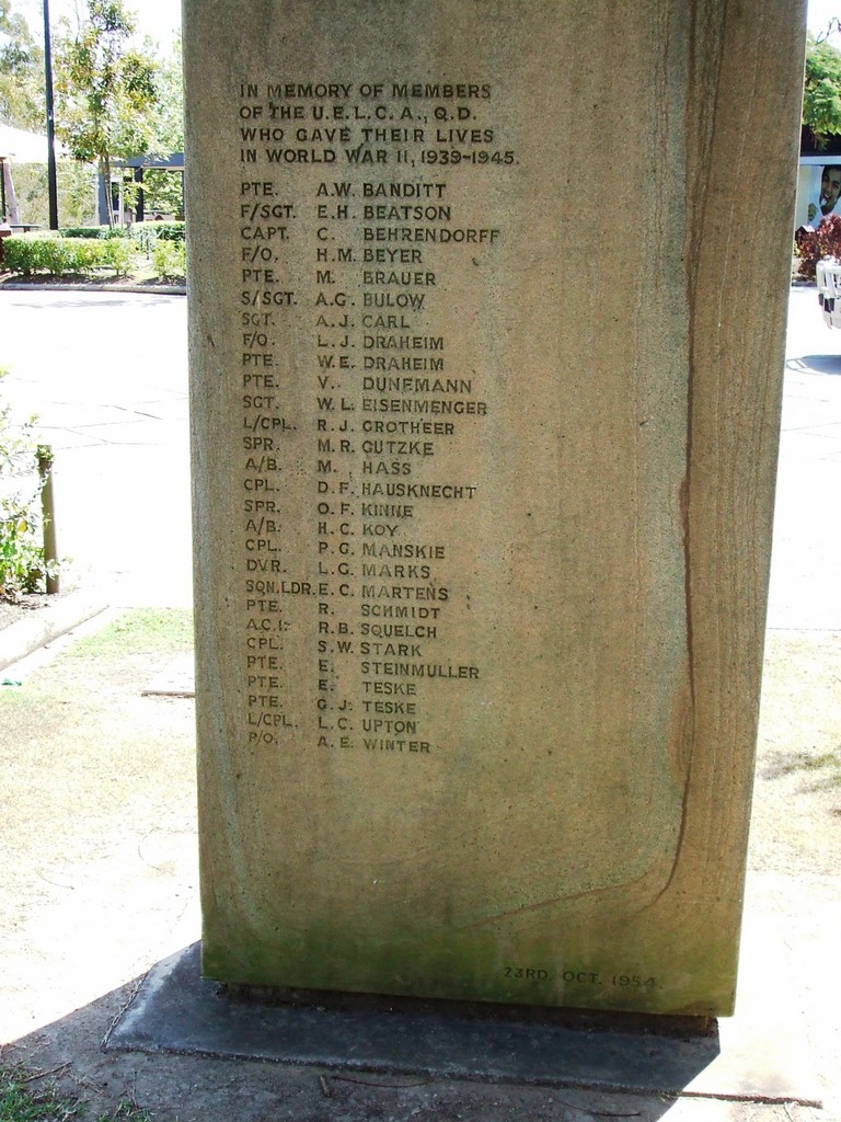 St Peters Lutheran College War Memorial - Roll of Honour