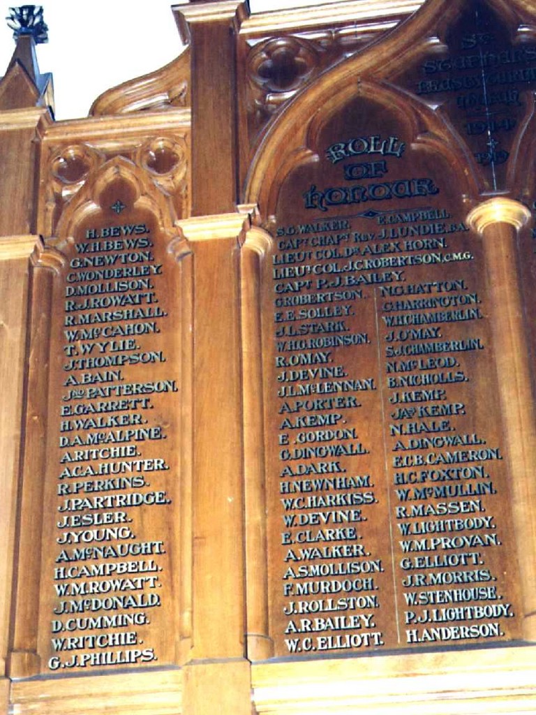 St Stephen's Toowoomba Roll of Honour 1914-1919