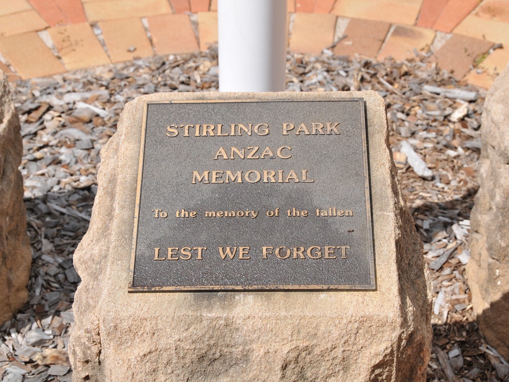 Plaque - Stirling Park Anzac Memorial