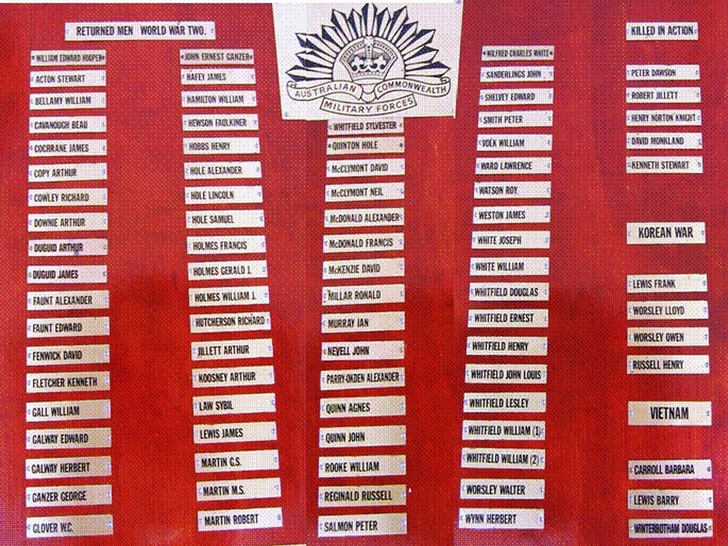 Tambo Shire Hall WWII Honour Board Names