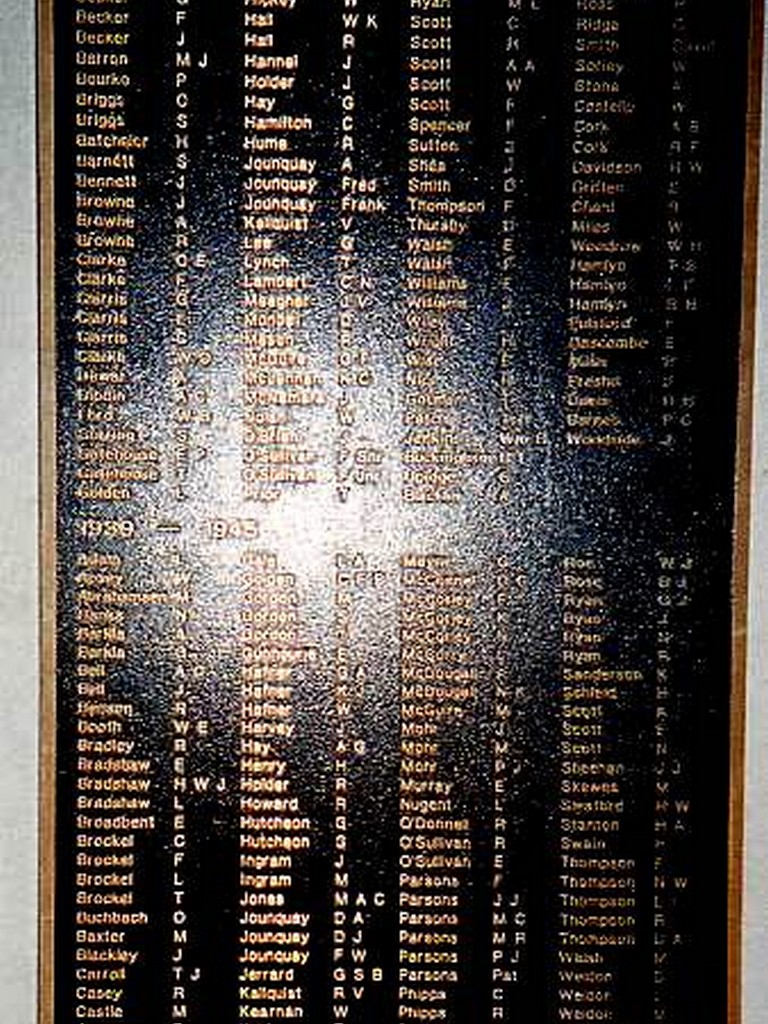 Taroom War Memorial Name Plaque