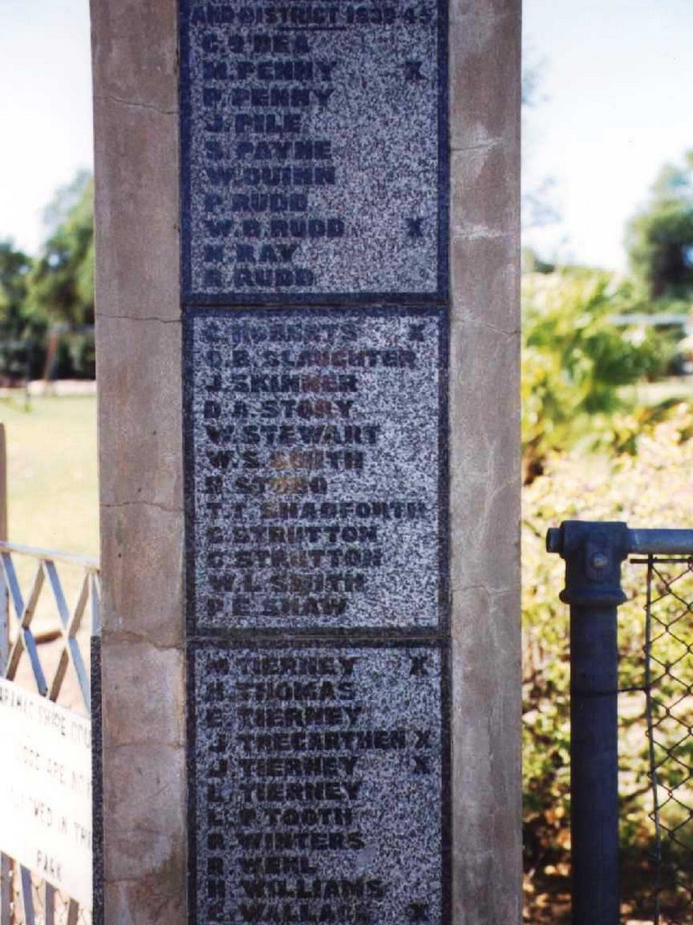 Aramac Memorial Gates 1999 - Roll of Honour