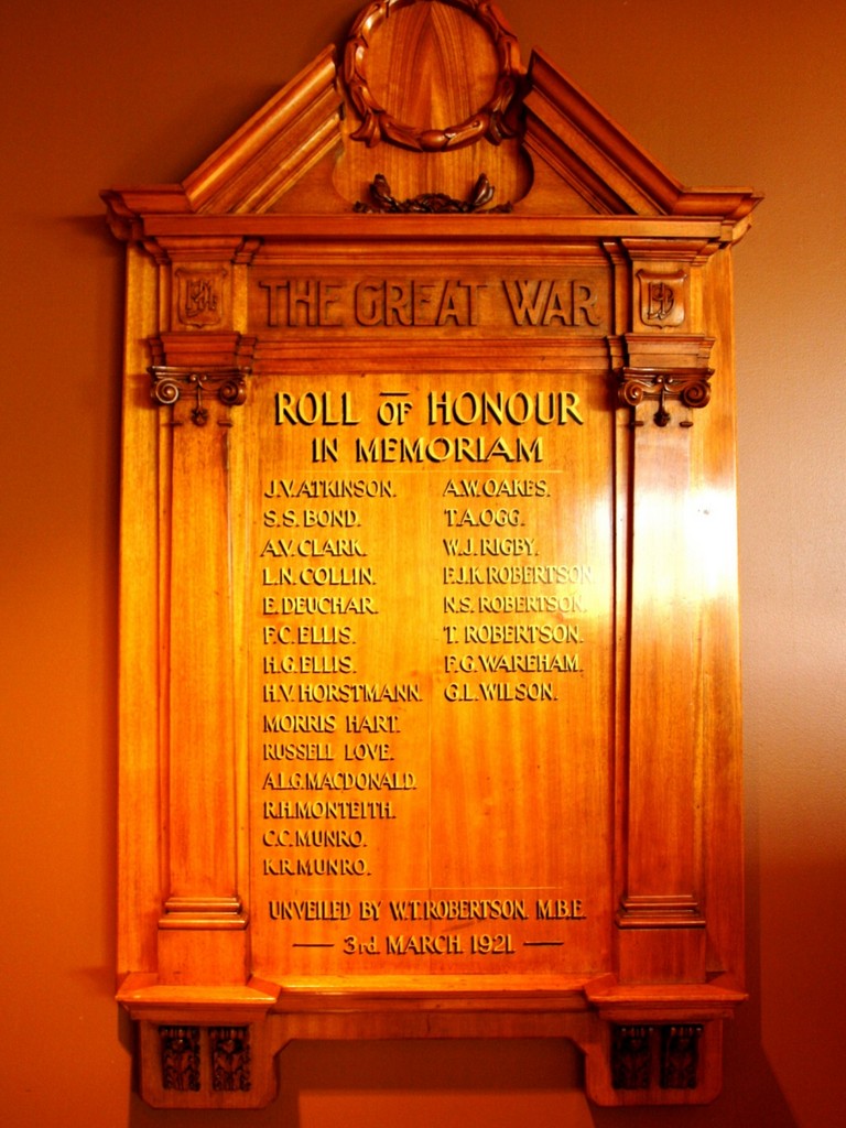 The Brisbane Club In Memoriam WWI Honour Board