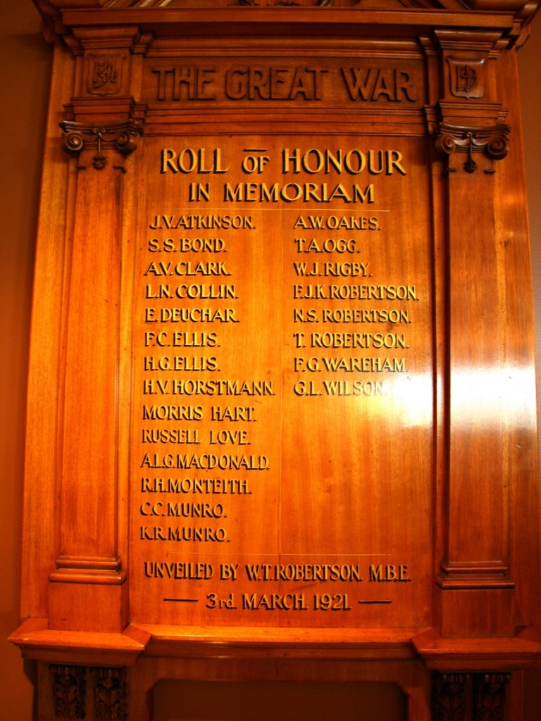The Brisbane Club In Memoriam WWI Honour Board