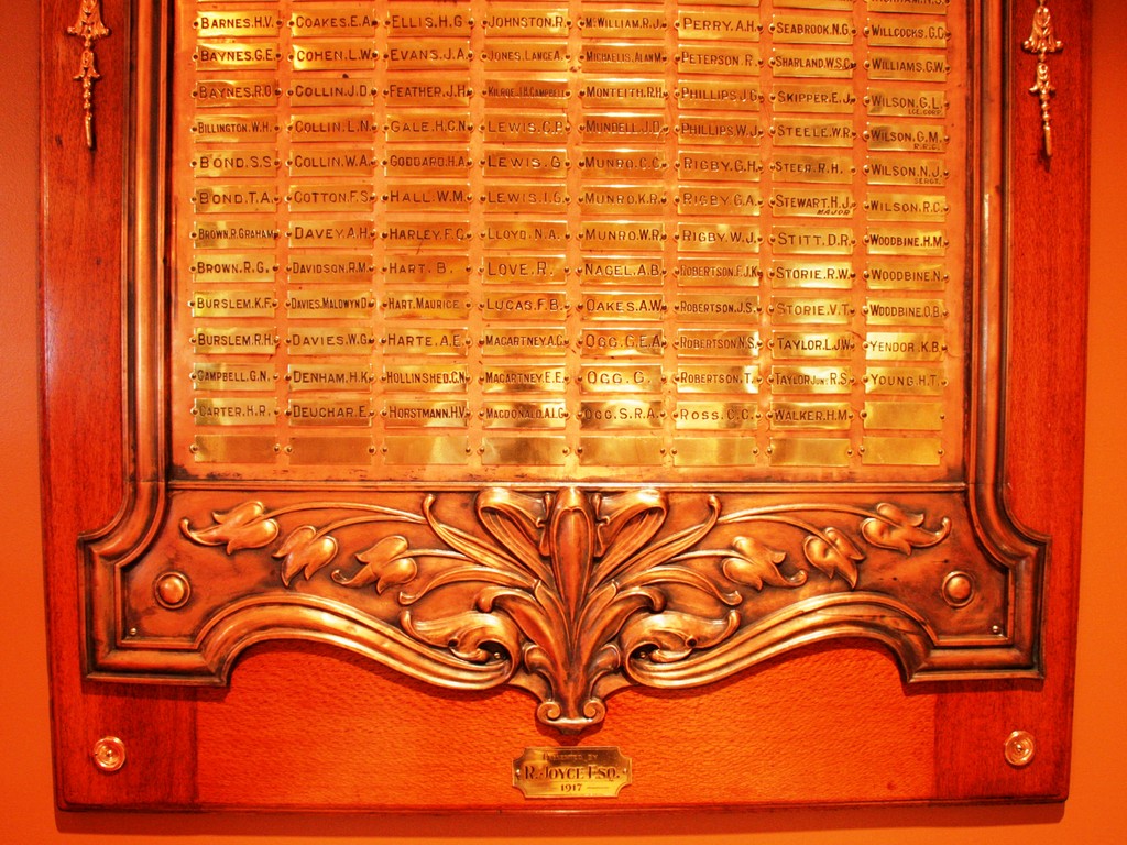 The Brisbane Club WWI Honour Board - detail
